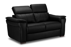 Orlando-Ray Leather Loveseat - Black