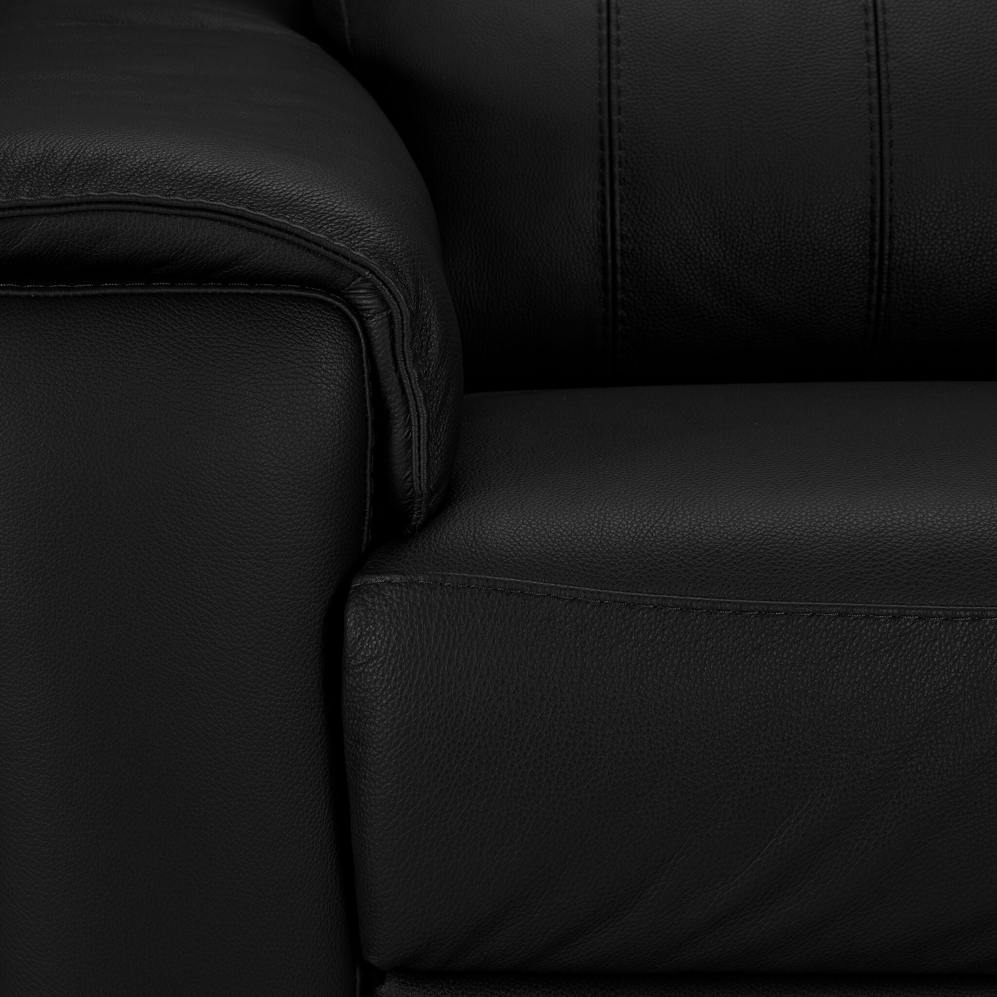 Orlando-Ray Leather Loveseat - Black