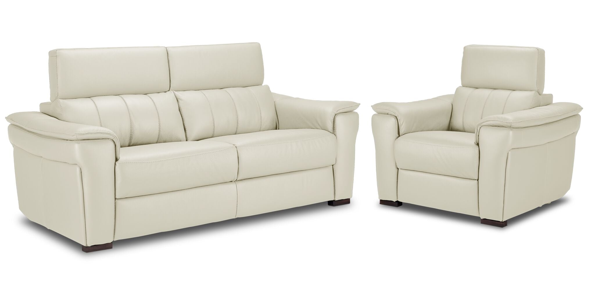 Orlando-Ray Leather Sofa and Chair Set - White