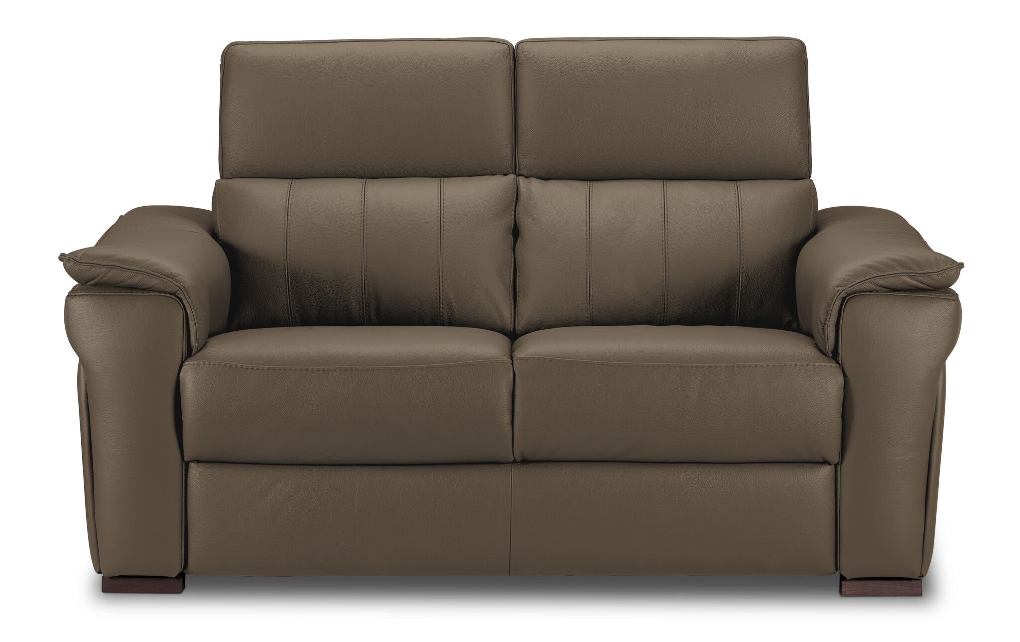 Orlando-Ray Leather Loveseat - Taupe