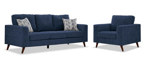 Orleans Sofa and Chair Set - Blue