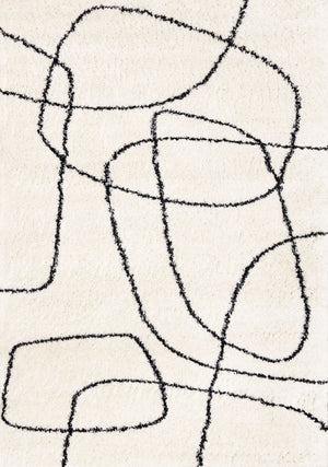 Pace 5'3" x 7'7" Outlinded Shapes Area Rug - Cream, Black