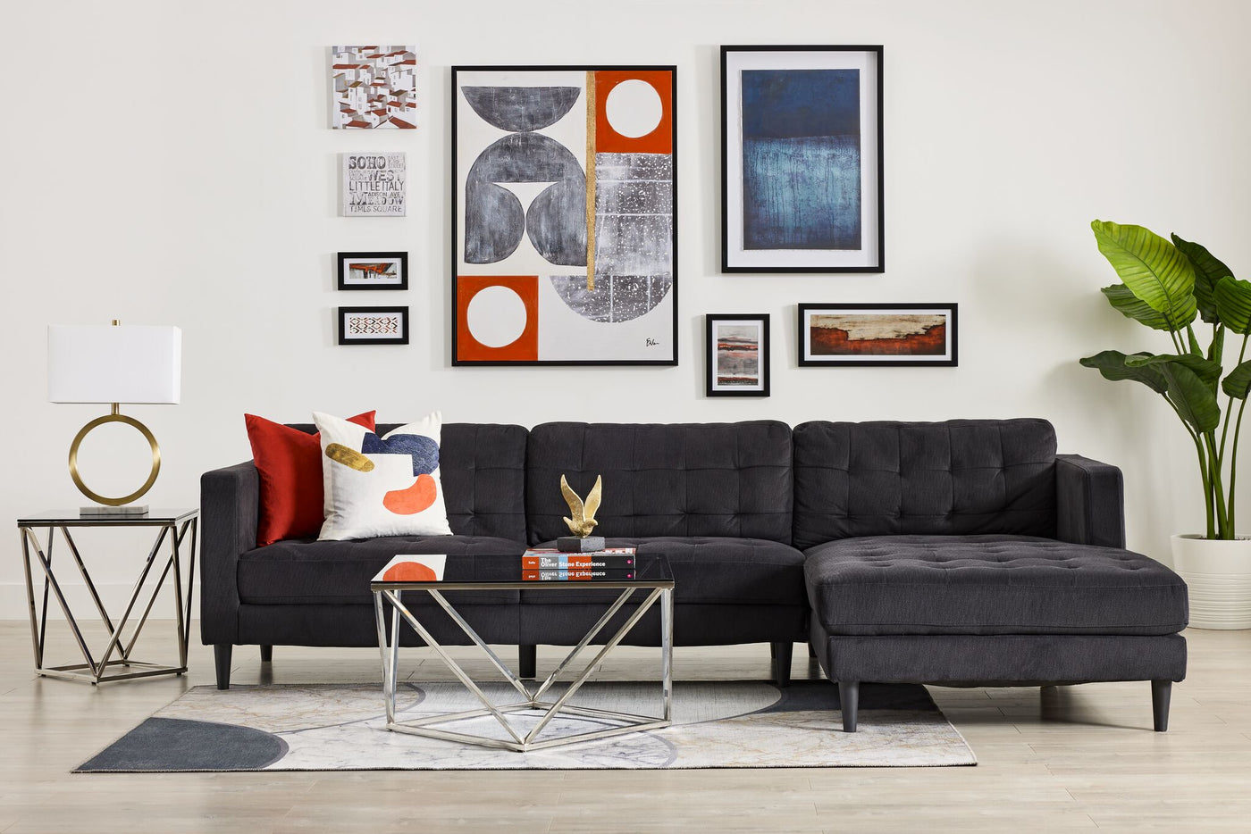 Paragon 2-Piece Sectional with Right-Facing Chaise - Charcoal