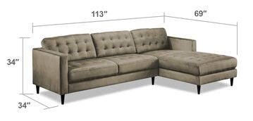 Paragon 2-Piece Sectional with Right-Facing Chaise - Taupe