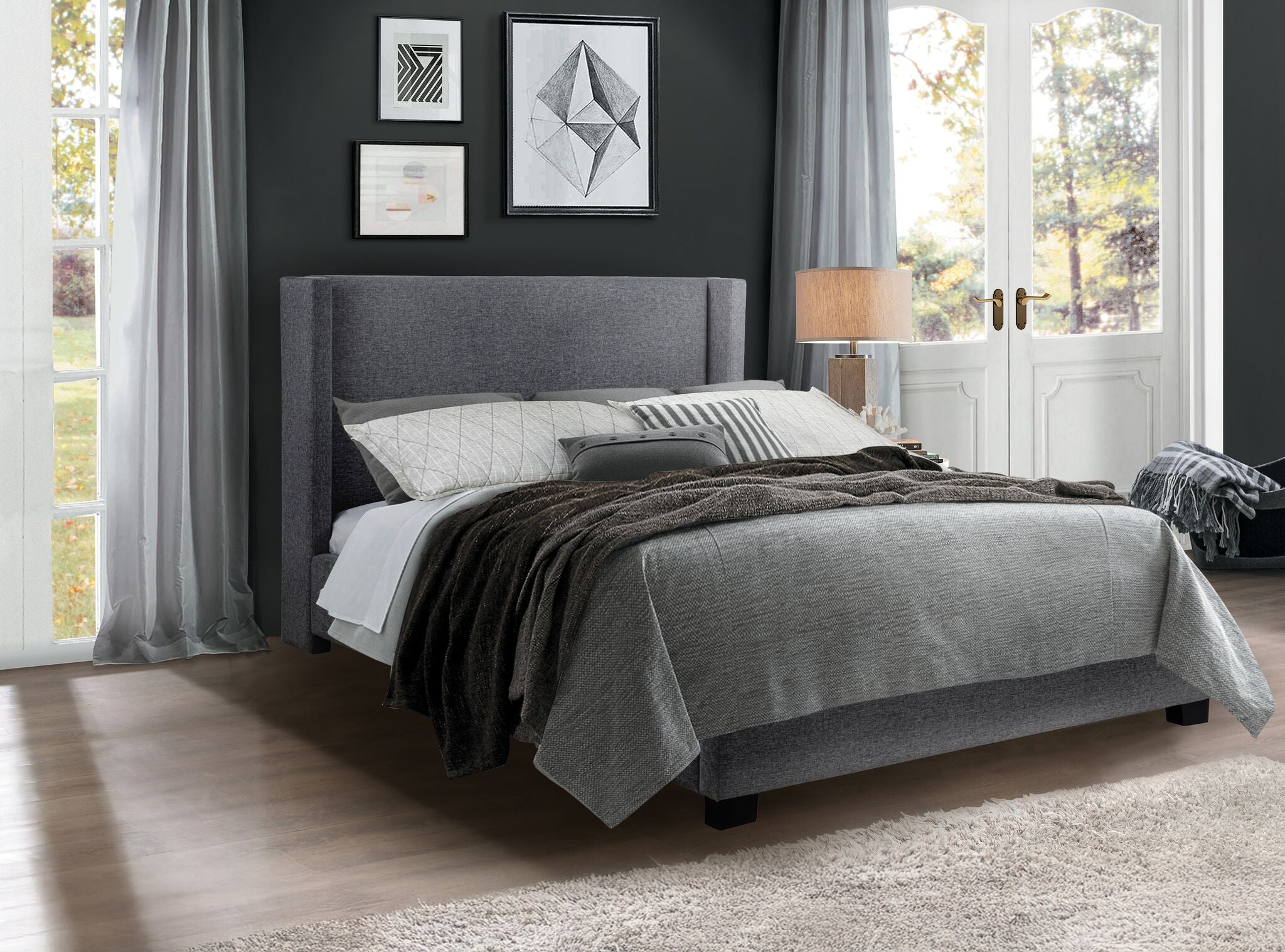 Penelope 3-Piece King Bed - Light Grey