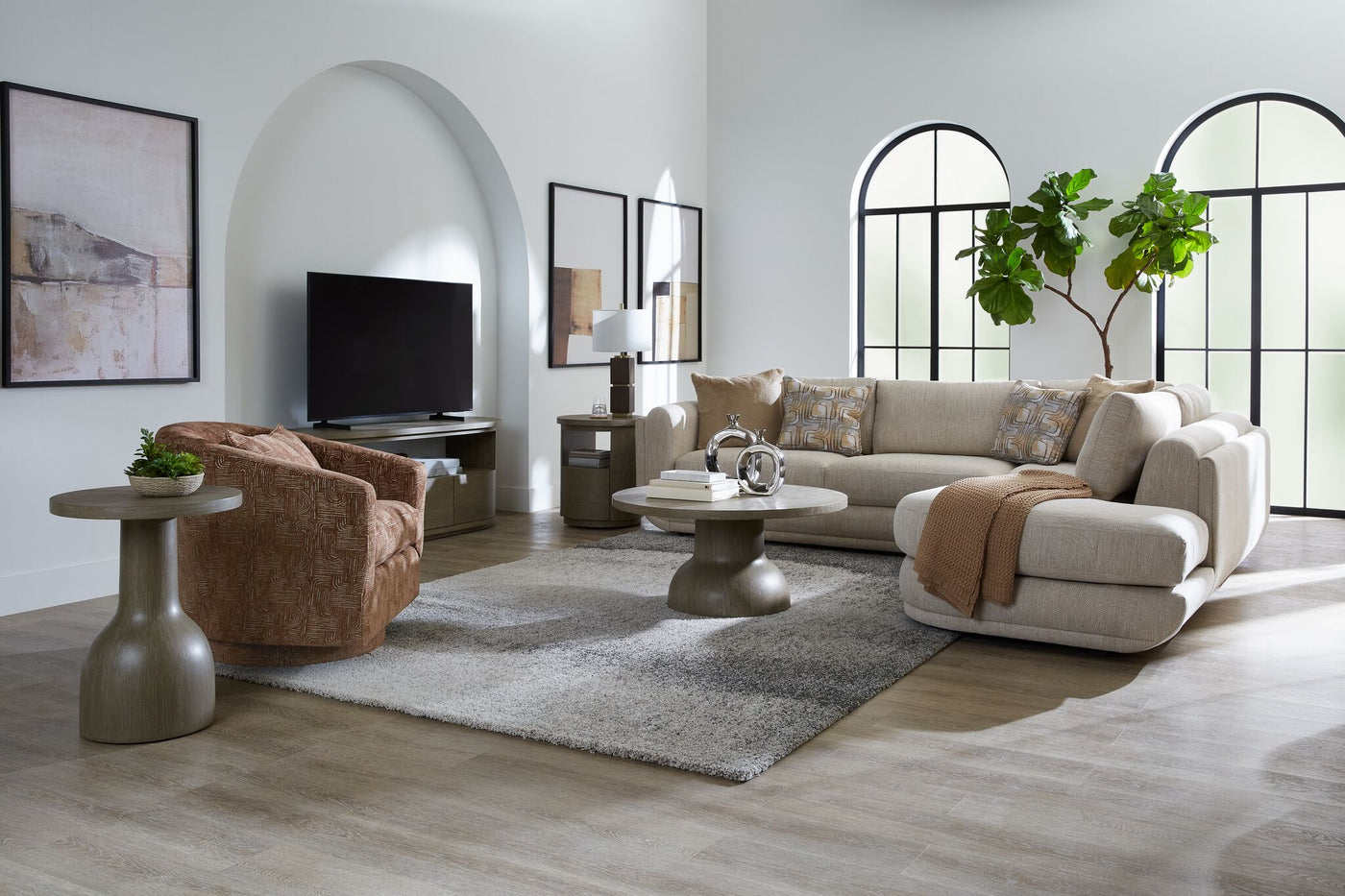Fresh Perspective 5' x 8' Area Rug - Light Brown and Beige