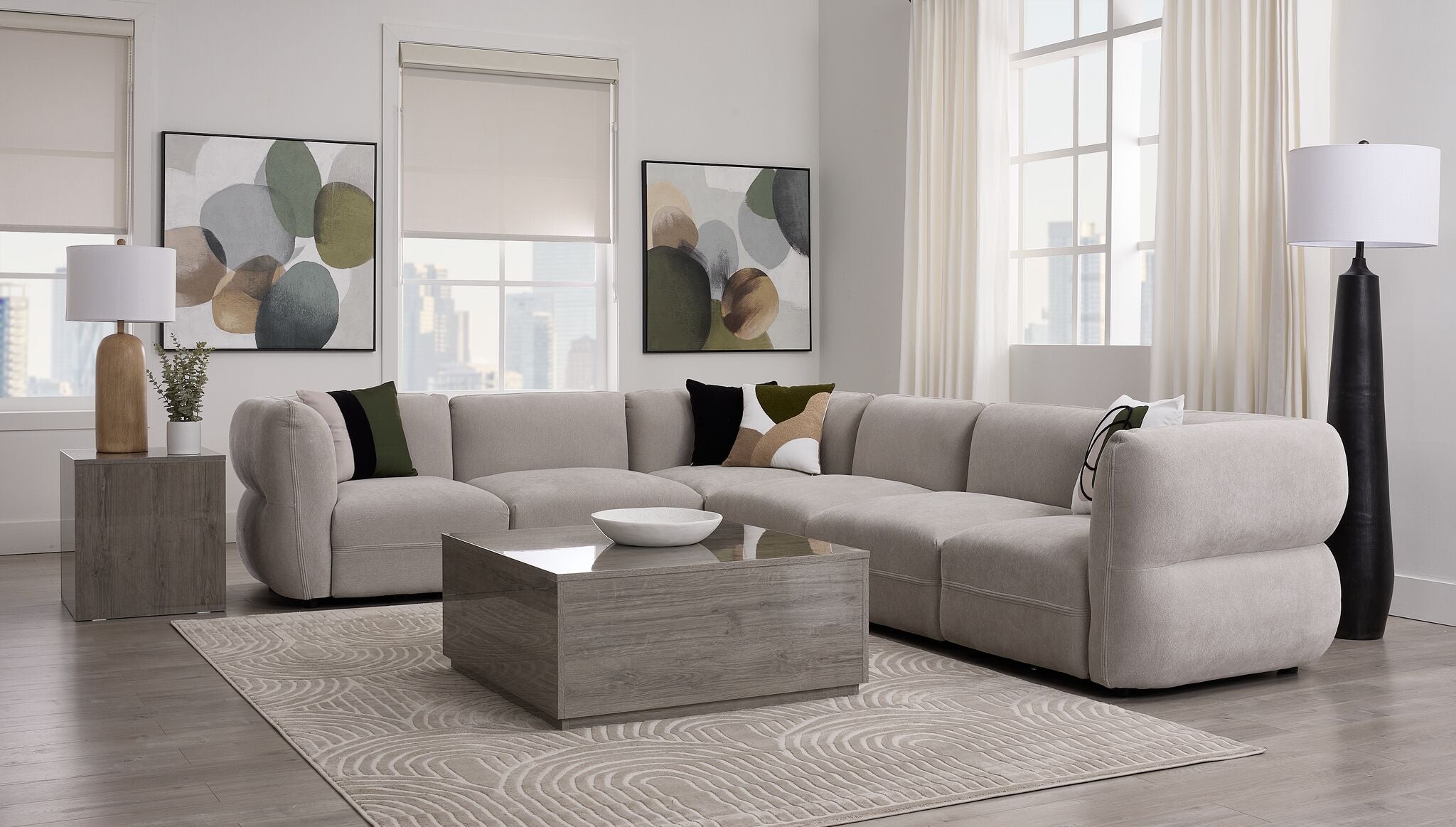 In Full Bloom - Porto 6-Piece Modular Sectional - Taupe