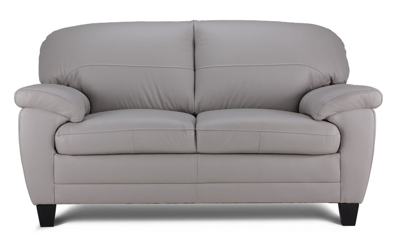 Raphael Leather Loveseat - Cloud Grey | Leon's