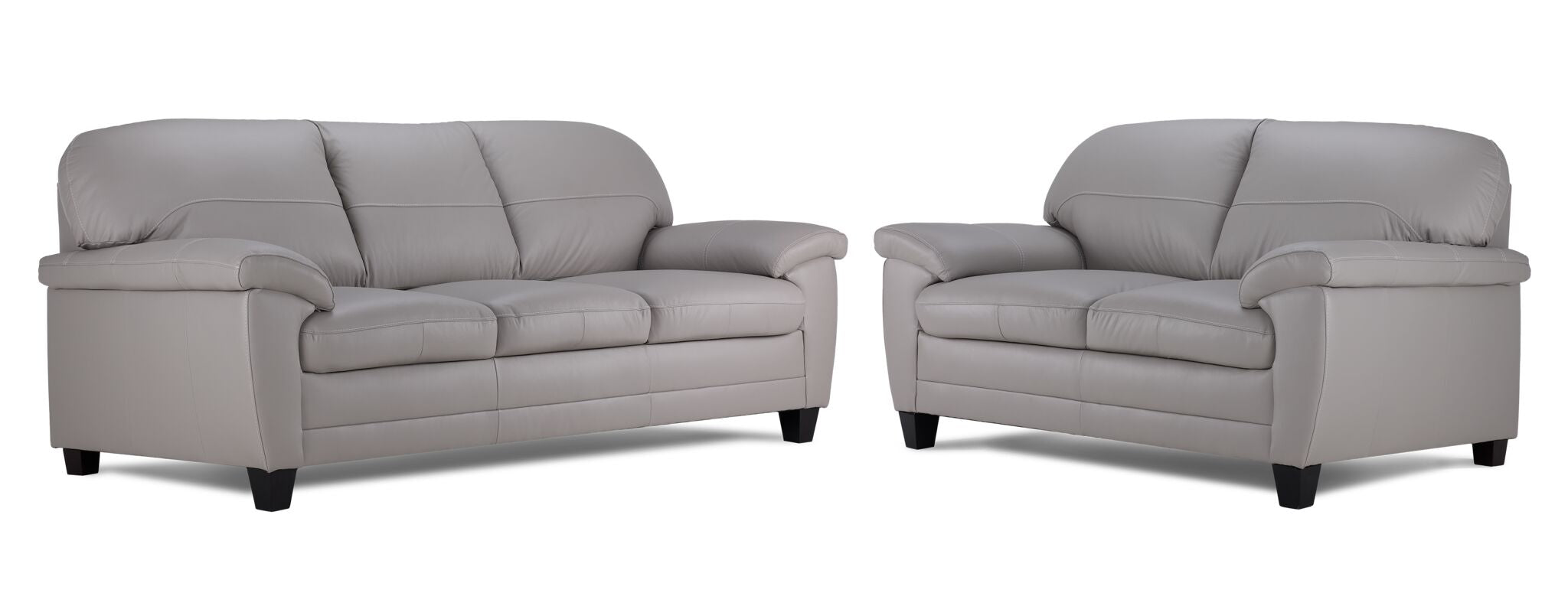 Raphael Leather Sofa and Loveseat Set - Cloud Grey
