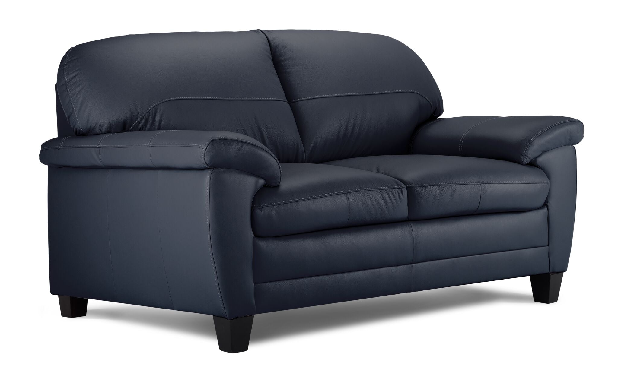 Raphael Leather Loveseat - Navy