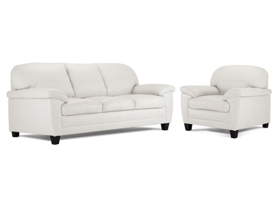 Raphael Leather Sofa and Chair Set - Silver Grey