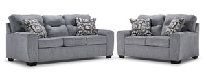 Mackay Sofa and Loveseat Set - Grey
