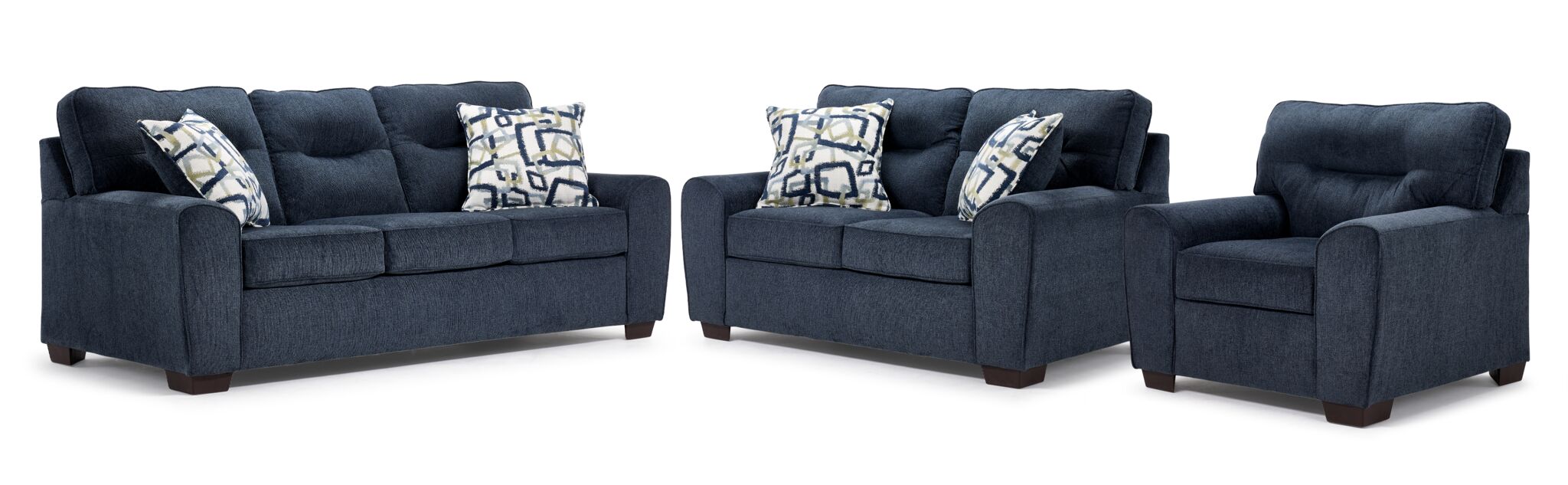 Mackay Sofa, Loveseat and Chair Set - Blue