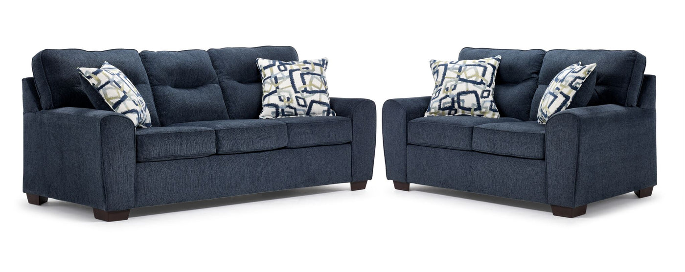 Mackay Sofa and Loveseat Set - Blue