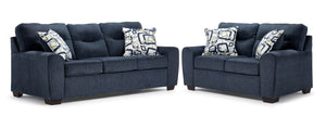 Mackay Sofa and Loveseat Set - Blue
