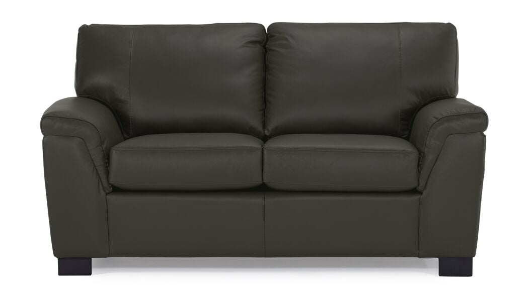 Reynolds Leather Loveseat - Dark Grey