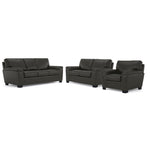 Reynolds Leather Sofa, Loveseat and Chair Set - Dark Grey
