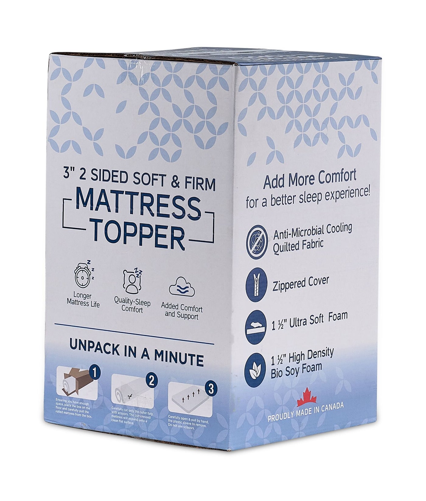 So Sleepy 3" Two-Sided Soft and Firm Full Mattress Topper