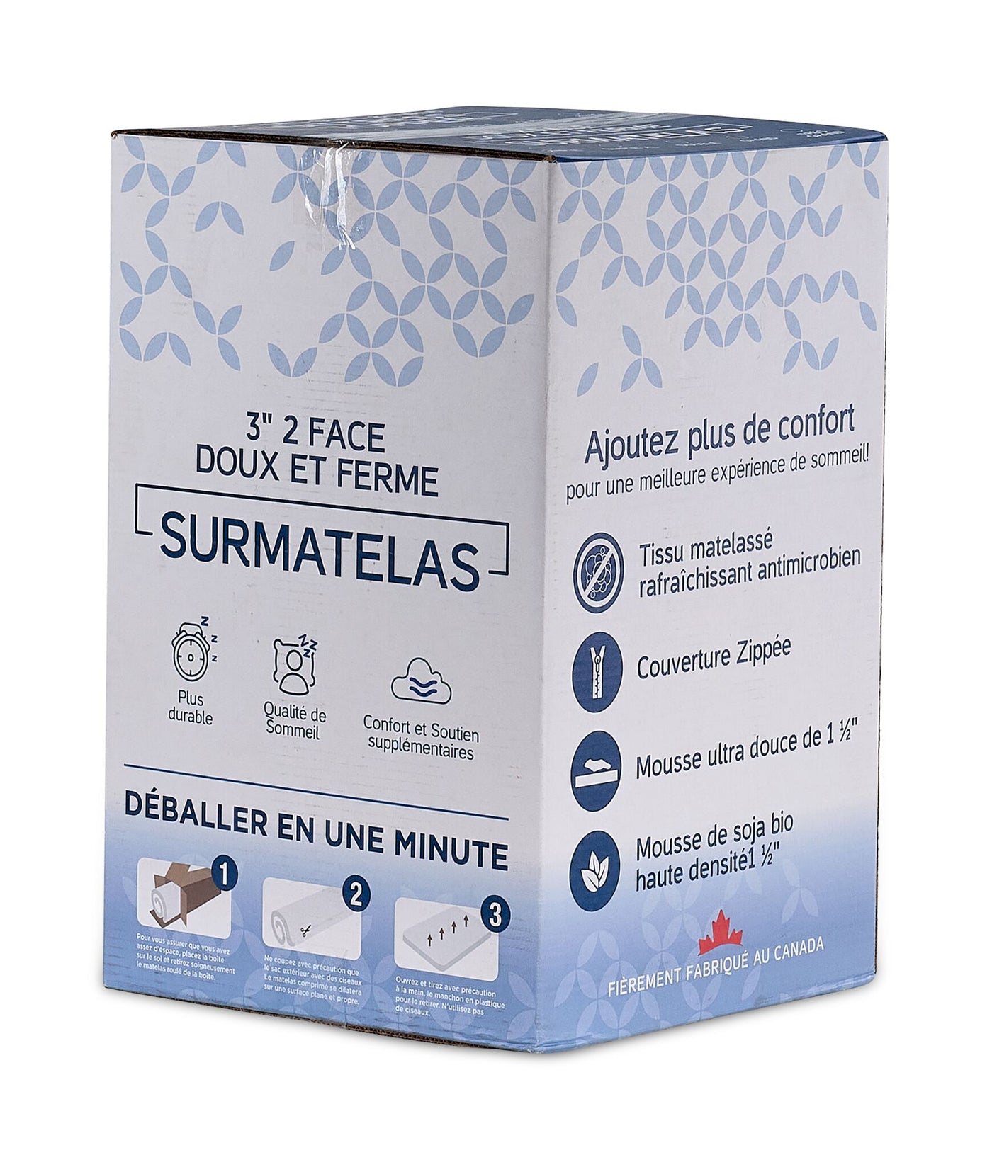 So Sleepy 3" Two-Sided Soft and Firm Full Mattress Topper