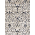 Midnight Garden 5'3" x 7'10" Ornate Leaf Pattern Area Rug - Cream