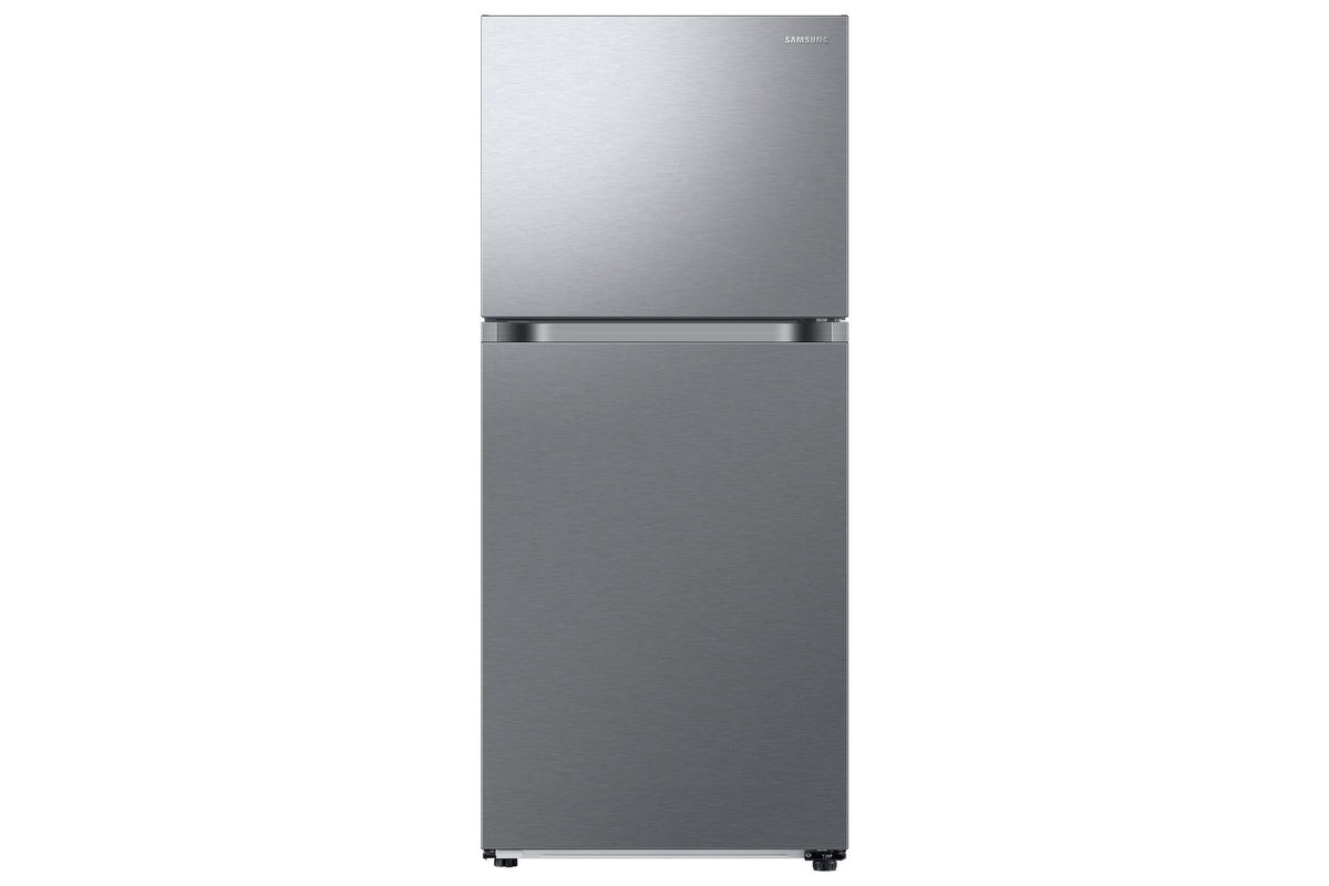Samsung 30" 17.6 Cu. Ft. stainless steel top mount refrigerator front view with recessed handles