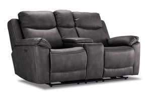 Santa Fe Power Reclining Loveseat with Console - Graphite