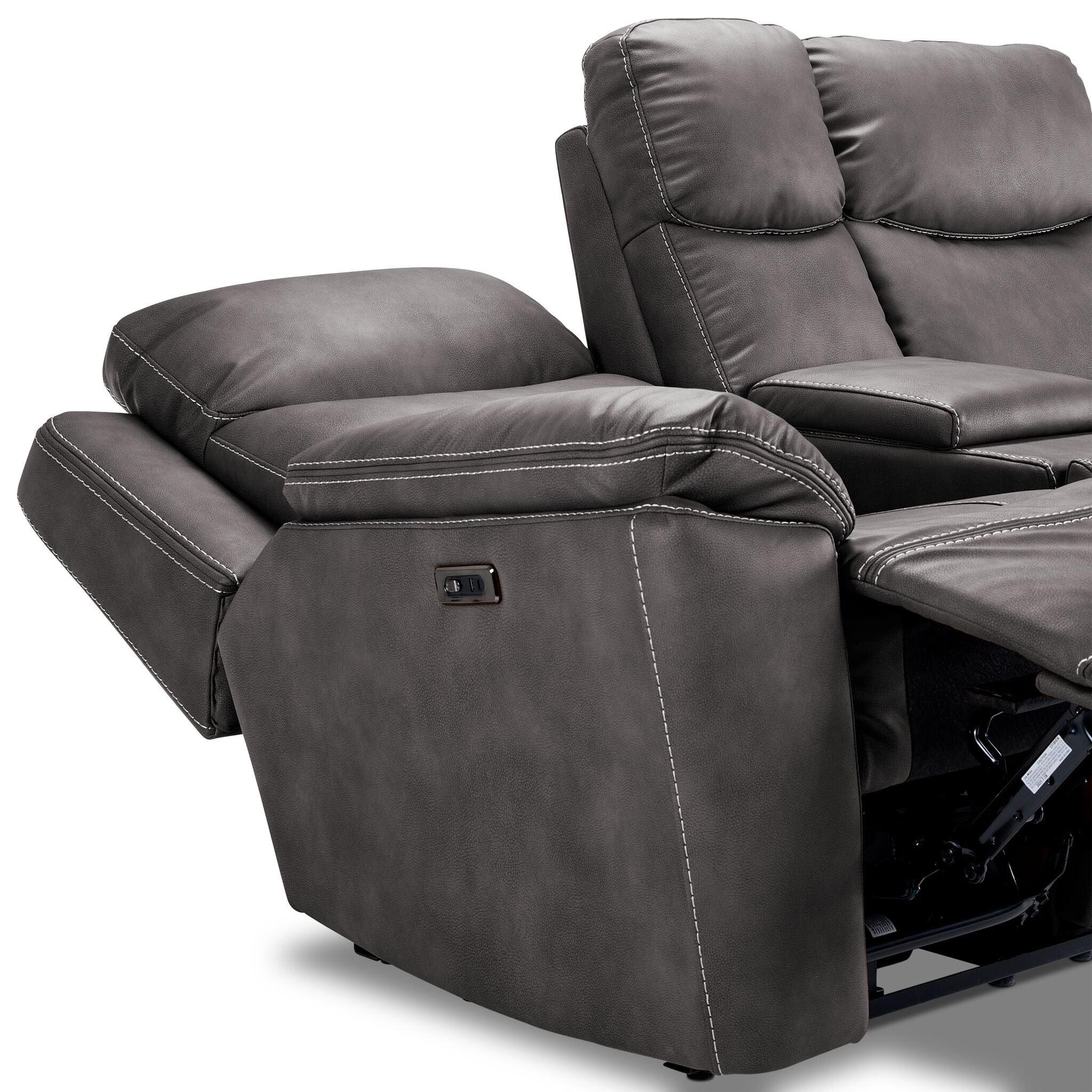 Santa Fe Power Reclining Loveseat with Console - Graphite