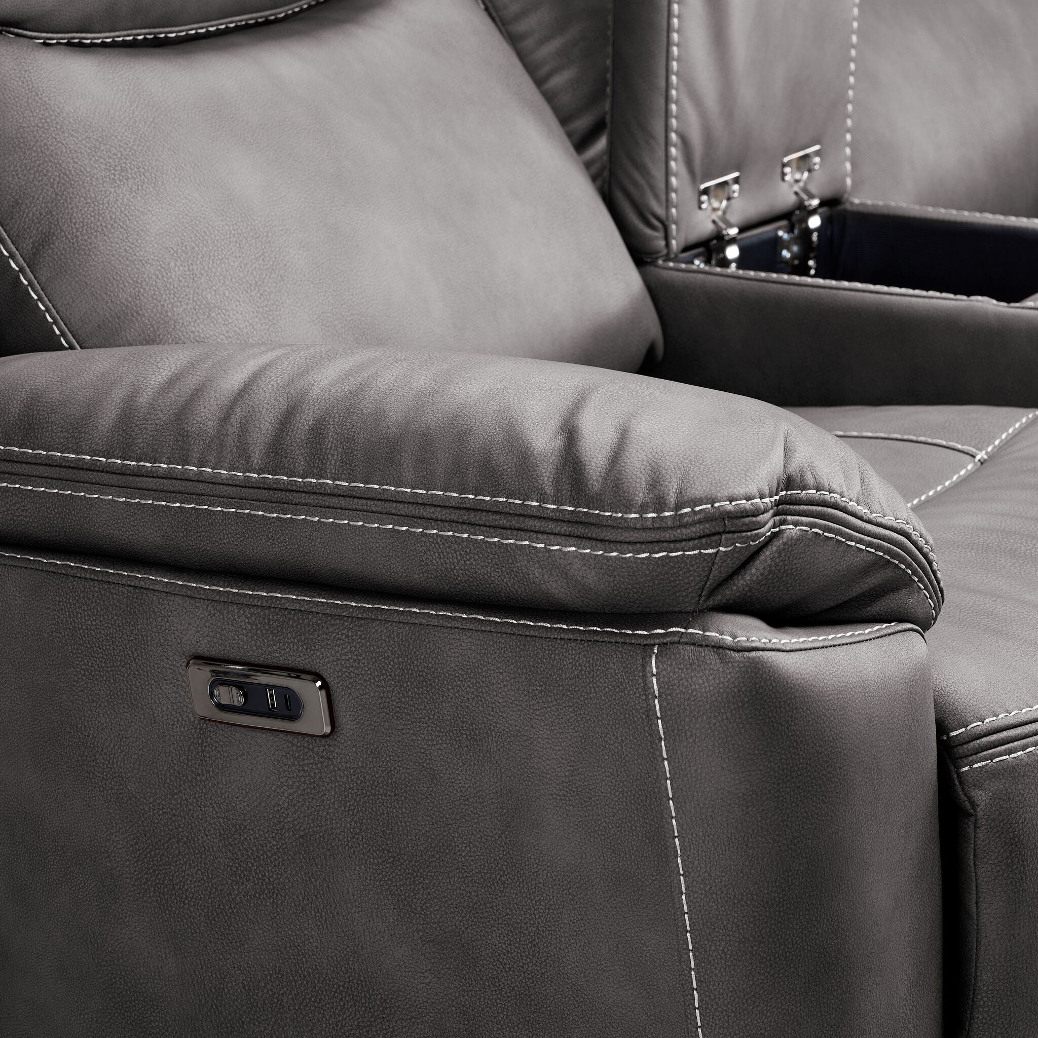 Santa Fe Power Reclining Loveseat with Console - Graphite