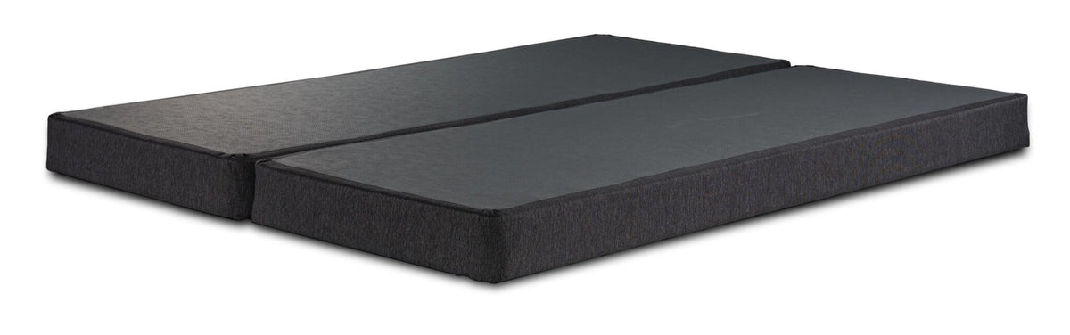 Origins by Serta split king low-profile boxspring set with two dark grey foundations