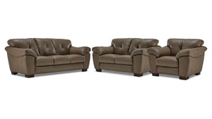 Sloan II Leather Sofa, Loveseat and Chair Set - Chocolate