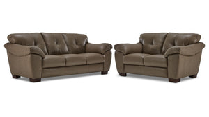 Sloan II Leather Sofa and Loveseat Set - Chocolate
