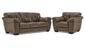 Sloan II Leather Sofa and Chair Set - Chocolate