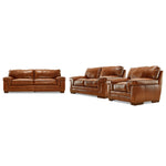 Stampede Leather Sofa, Loveseat and Chair Set - Chestnut