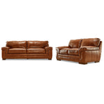 Stampede Leather Sofa and Loveseat Set - Chestnut