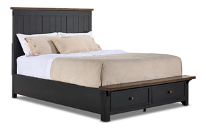 Stormy Ridge 3 - Piece Queen Storage Bed - Slate Black, Chicory