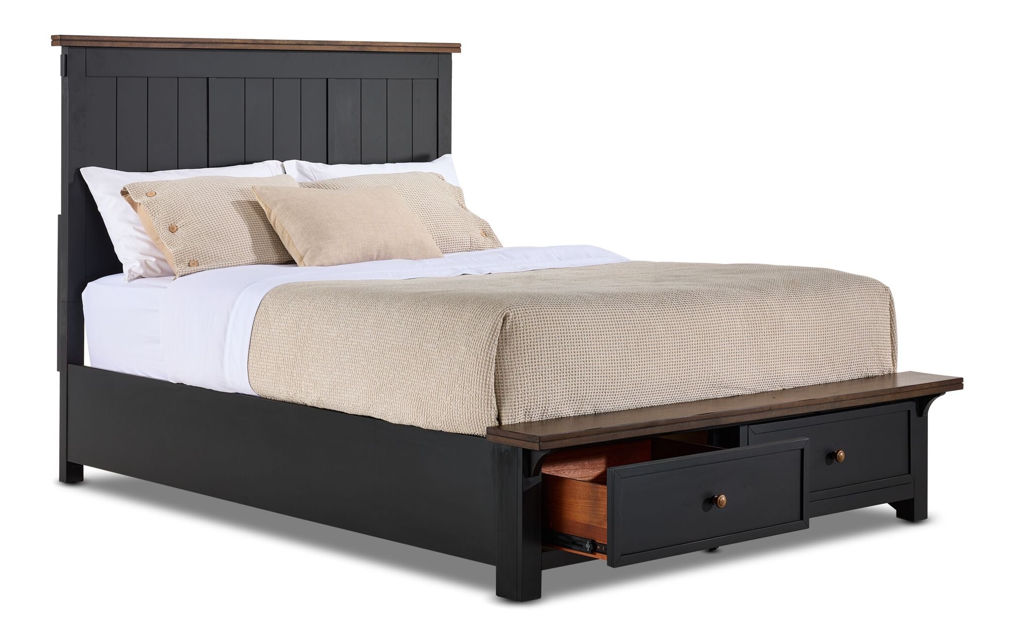 Stormy Ridge 3 - Piece Queen Storage Bed - Slate Black, Chicory