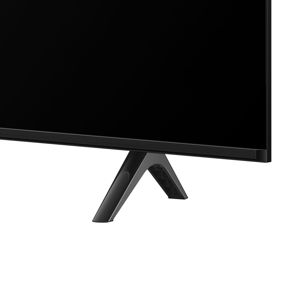 Close-up of TCL TV stand leg and bottom frame