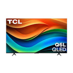 Front view of TCL 85-inch QLED 4K Smart TV displaying colourful abstract graphics