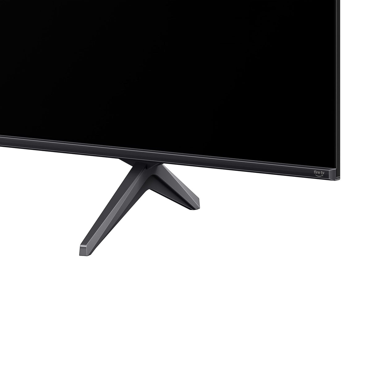 Close-up of TCL TV stand leg and bottom frame featuring Fire TV logo