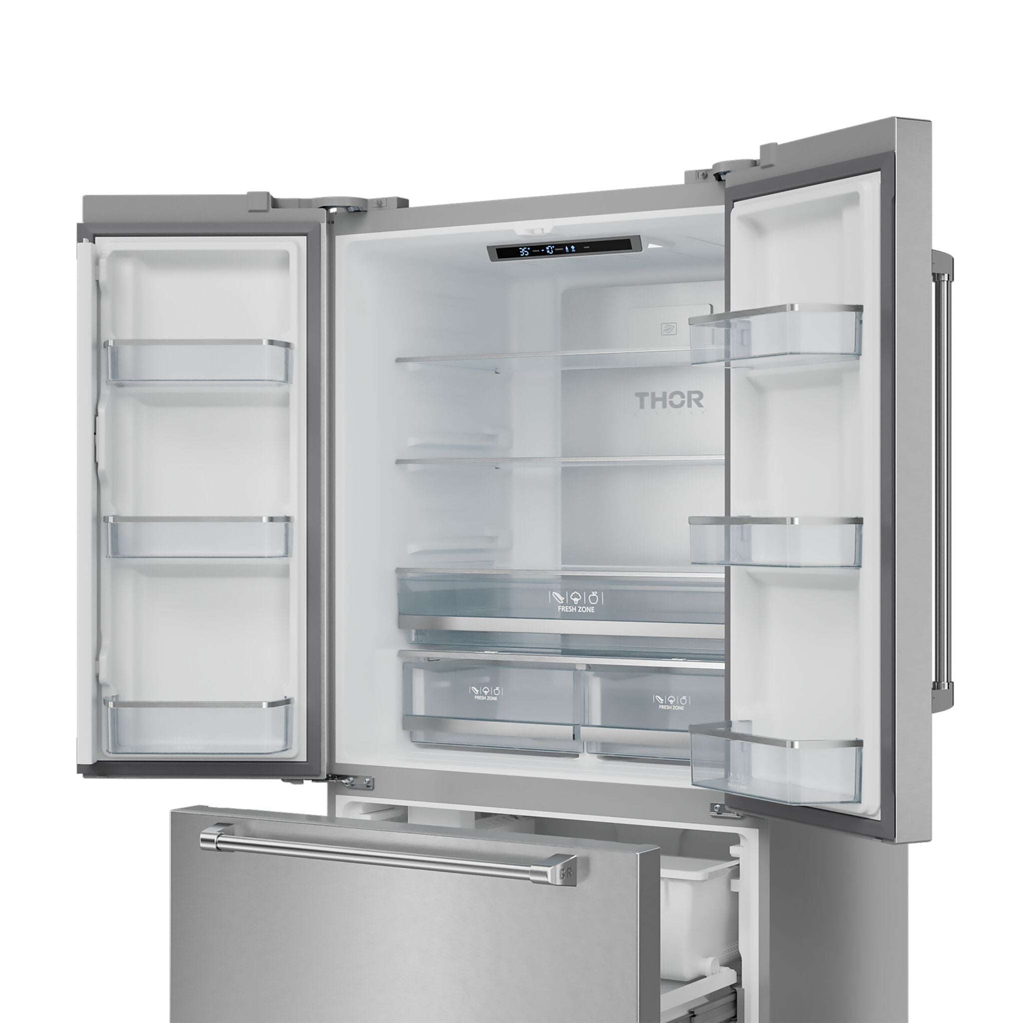 Thor Kitchen - Gordon Ramsay Collection 36" 20.3 Cu. Ft. Stainless Steel Counter-Depth French Door Refrigerator with Ice Maker - RF3621CTD99-BLK