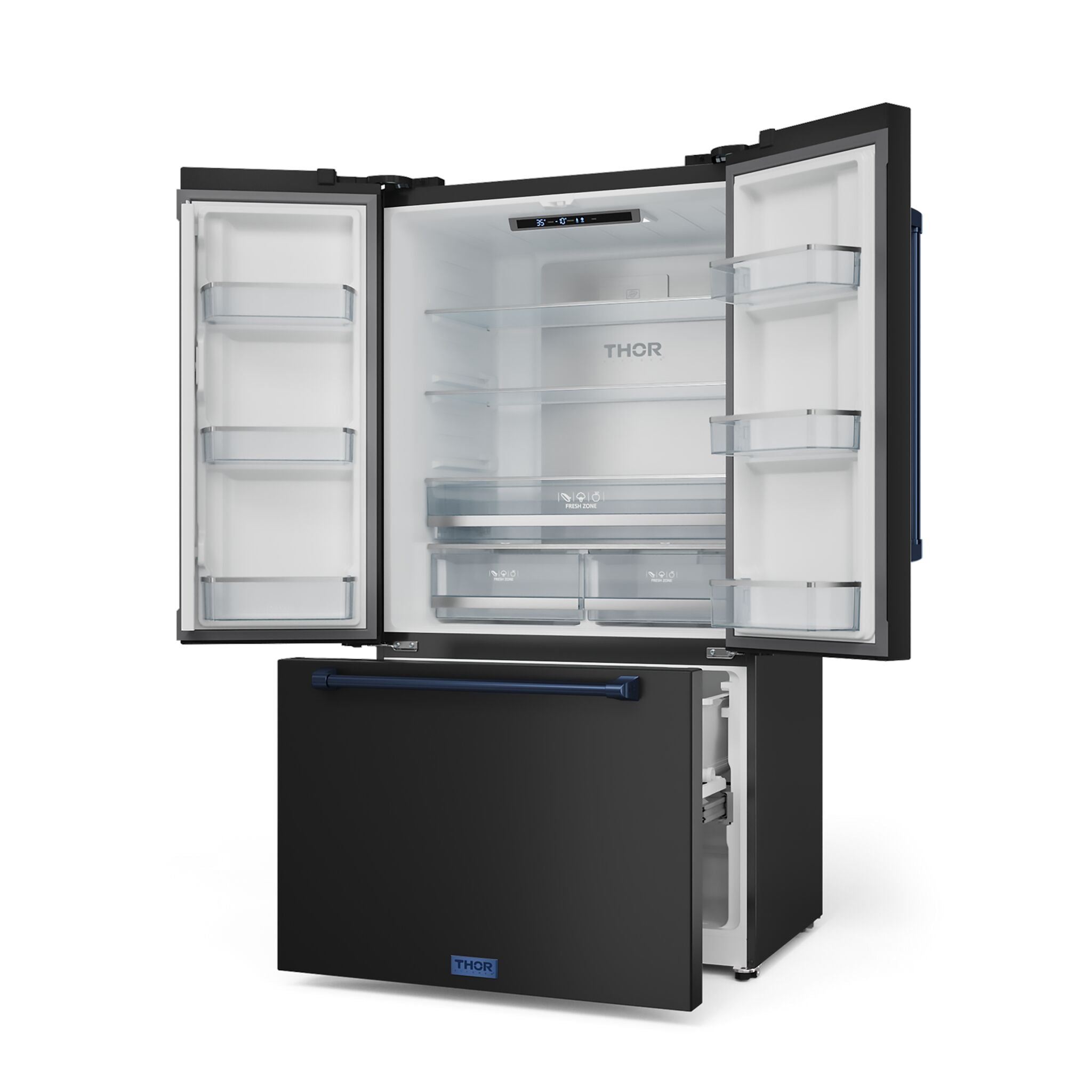 Thor Kitchen - Gordon Ramsay Collection 36" 20.3 Cu. Ft. Matte Black Counter-Depth French Door Refrigerator with Ice Maker - RF3621CTD00-BLU