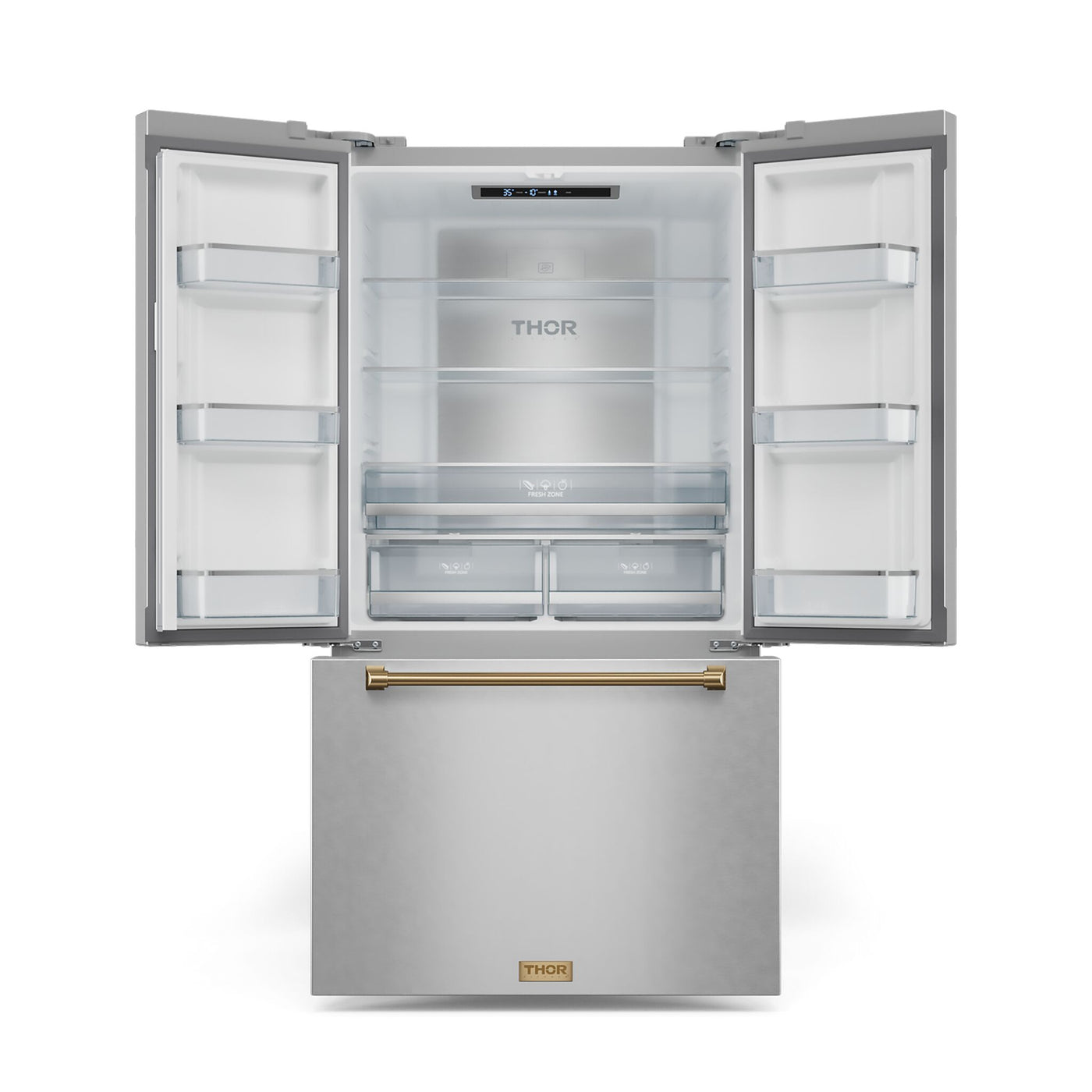 Thor Kitchen - Gordon Ramsay Collection 36" 20.3 Cu. Ft. Stainless Steel Counter-Depth French Door Refrigerator with Ice Maker - RF3621CTD99-BRZ