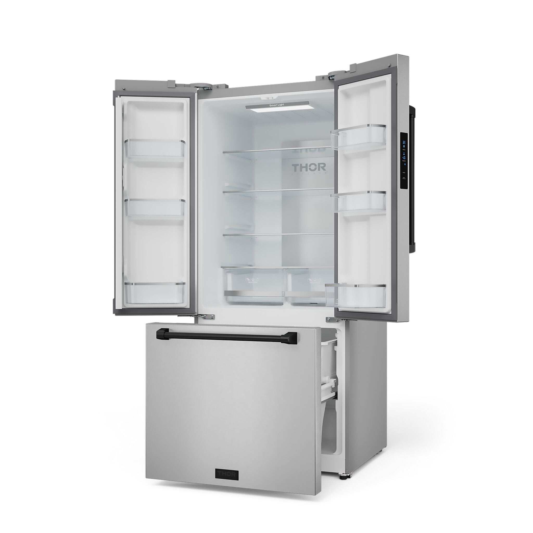 Thor Kitchen - Gordon Ramsay Collection 30" 17.5 Cu. Ft. Stainless Steel Counter-Depth French Door Refrigerator with Ice Maker - RF3017FFD99-BLK