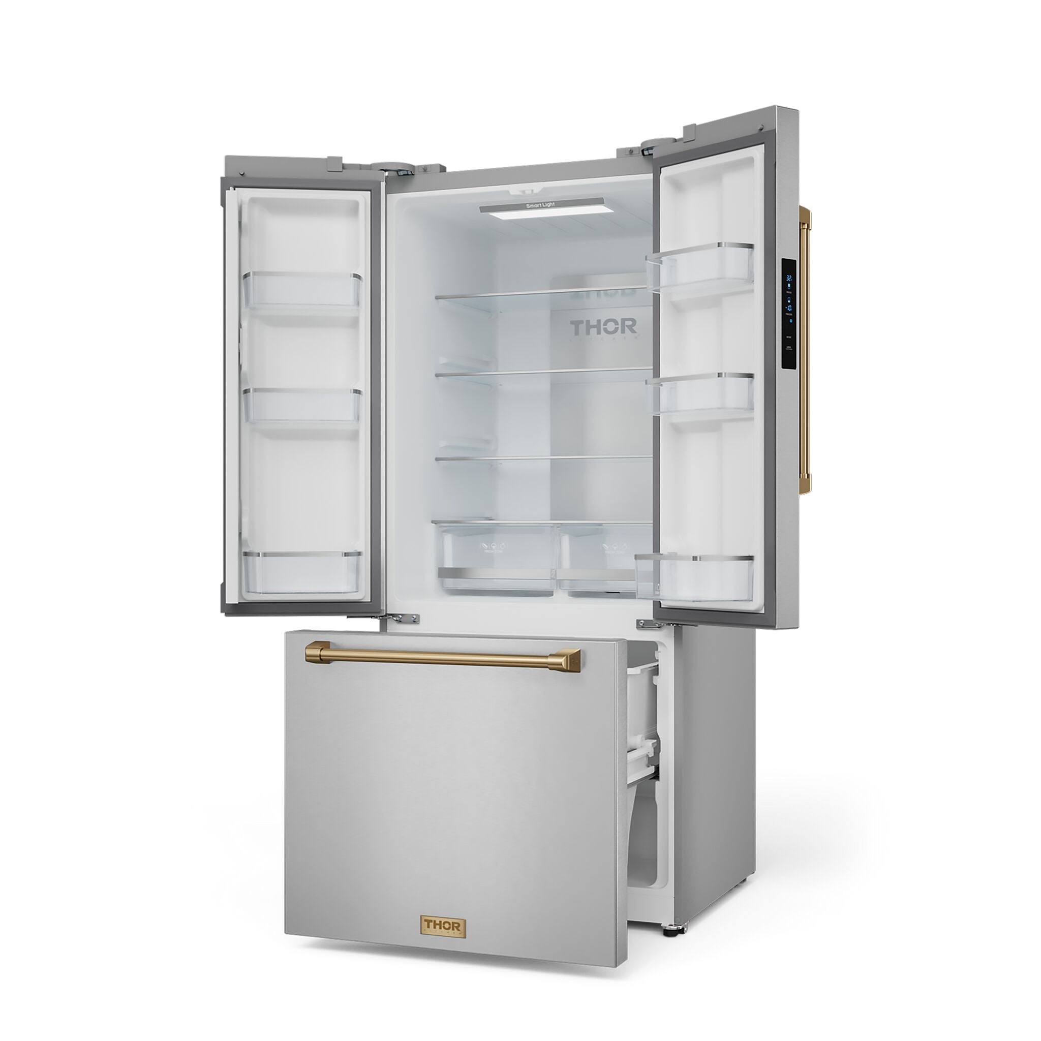 Thor Kitchen - Gordon Ramsay Collection 30" 17.5 Cu. Ft. Stainless Steel Counter-Depth French Door Refrigerator with Ice Maker - RF3017FFD99-BRZ