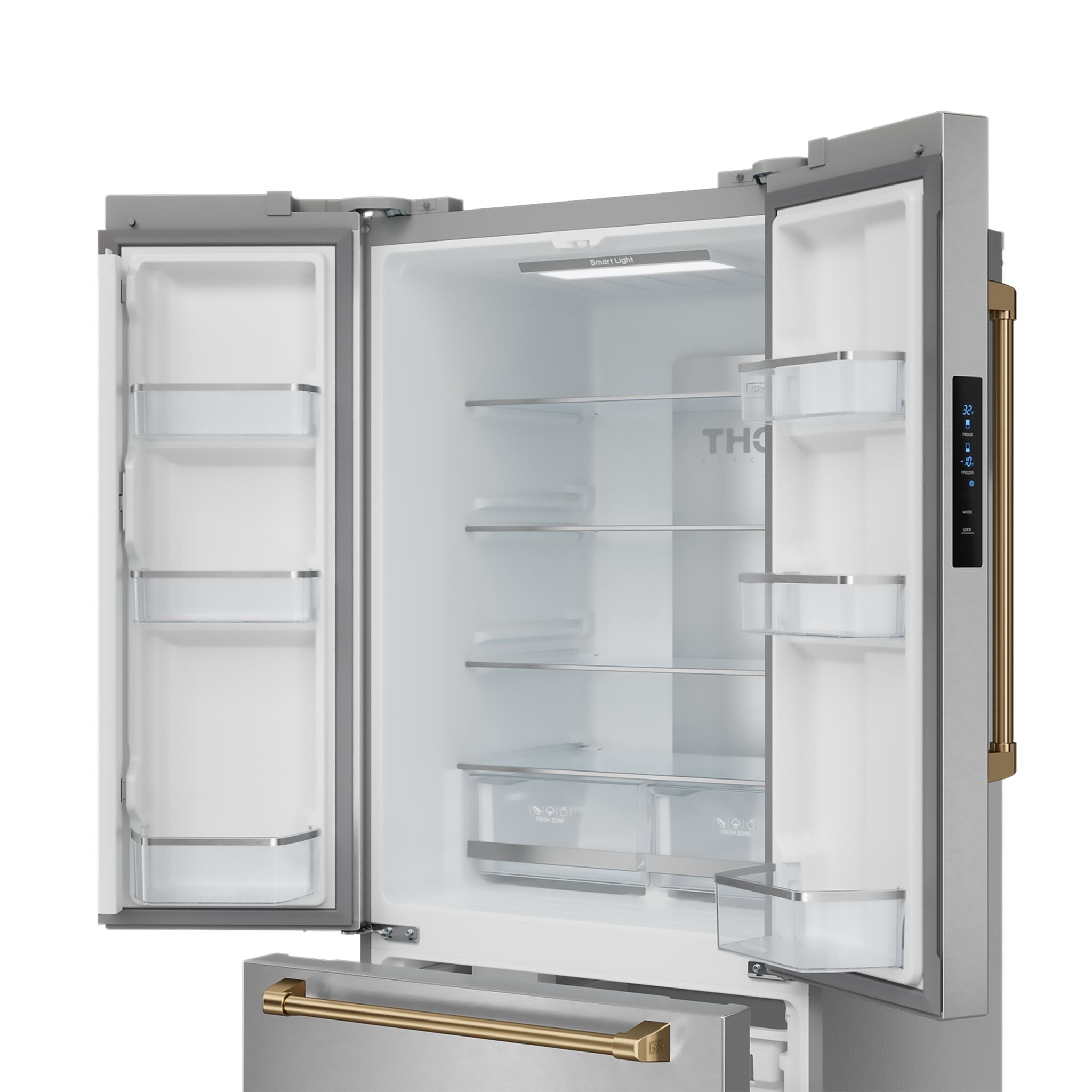 Thor Kitchen - Gordon Ramsay Collection 30" 17.5 Cu. Ft. Stainless Steel Counter-Depth French Door Refrigerator with Ice Maker - RF3017FFD99-BRZ