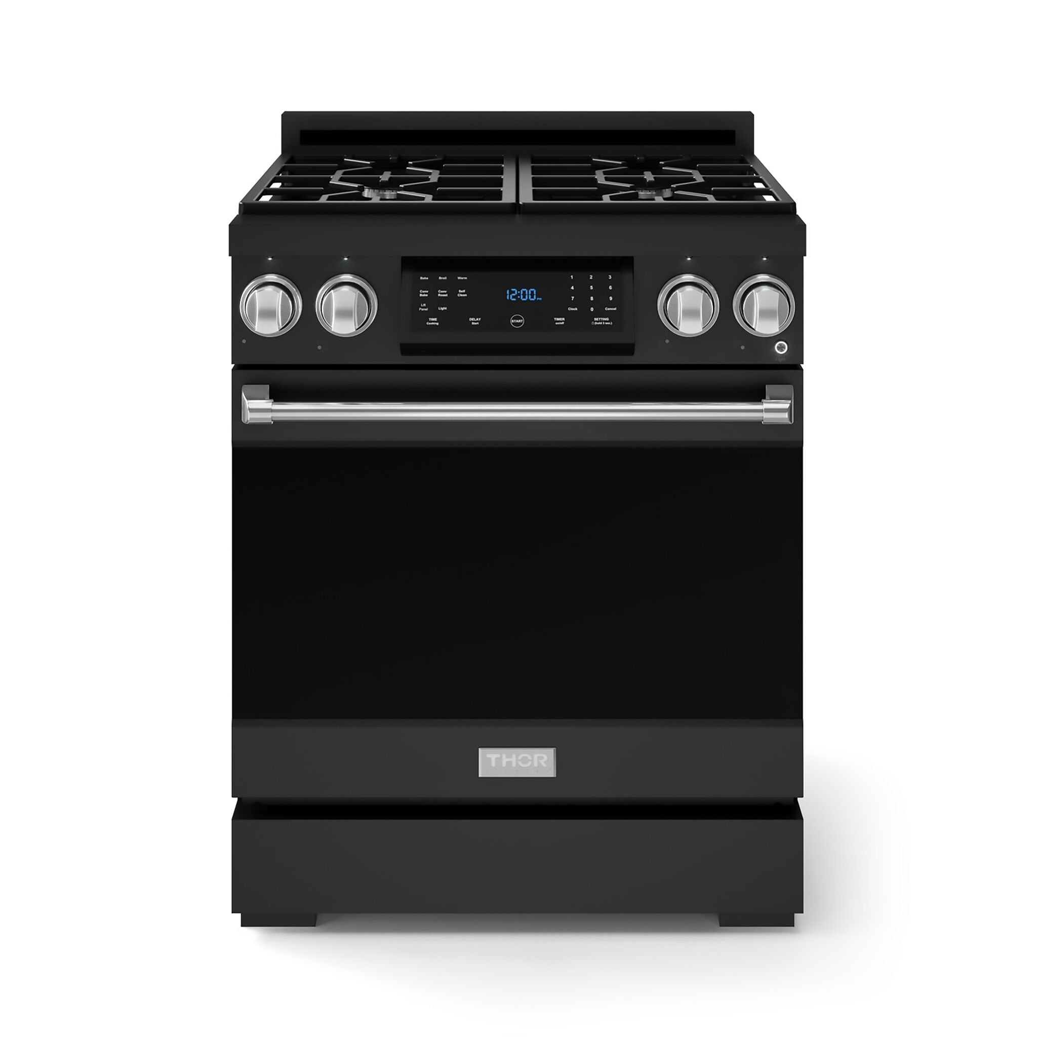 Thor Kitchen Black Stainless Steel Freestanding Professional Gas Range|Gordon Ramsay Series (4.55 cu.ft.) - RSG30B-SS