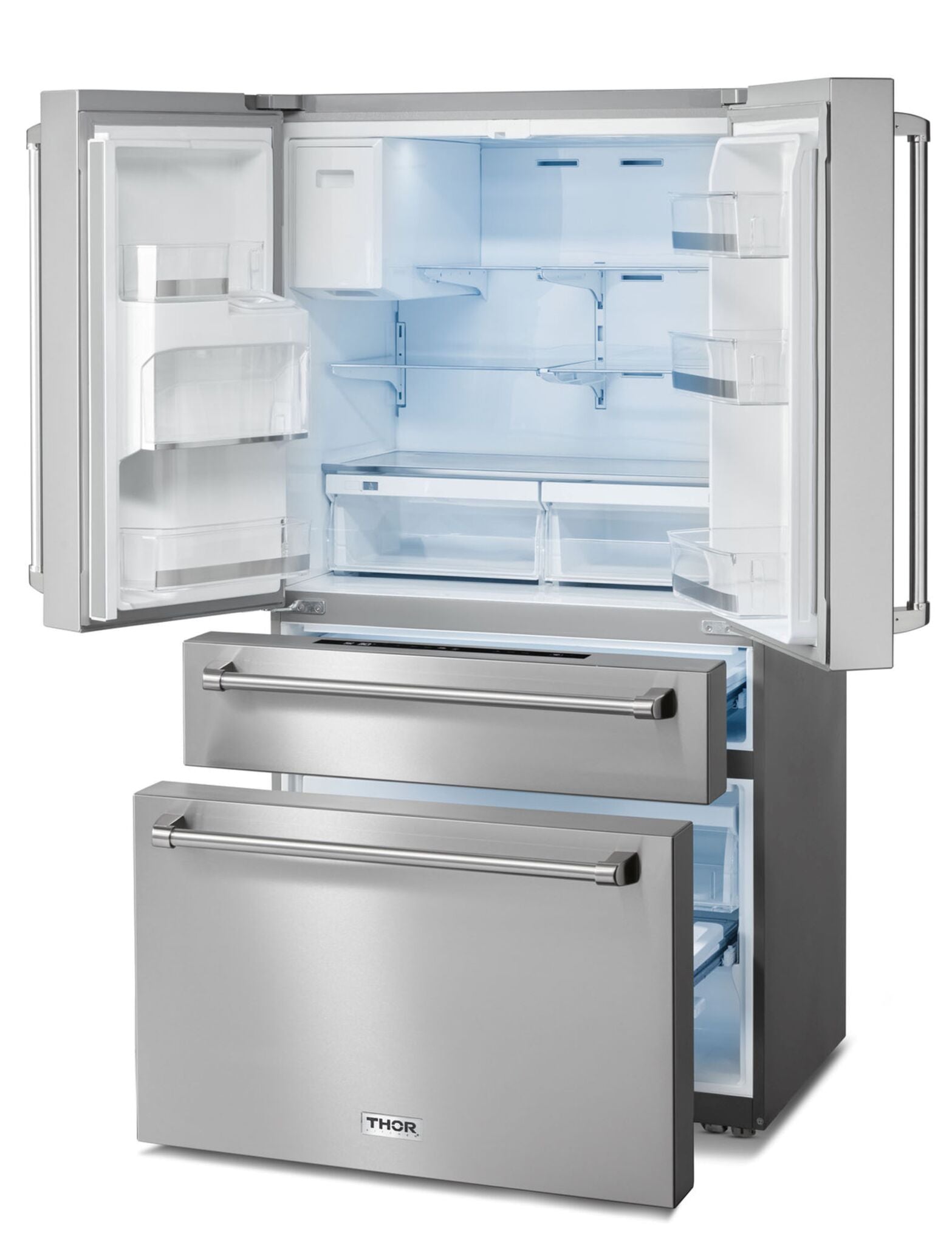 Thor Kitchen 36" 21.6 Cu. Ft. Stainless Steel French Door Refrigerator with Ice and Water Dispenser - TRF3601FD