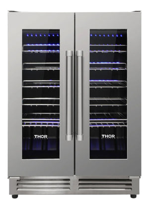 Thor Kitchen Stainless Steel Dual Zone French Door Wine Cooler - TWC2402