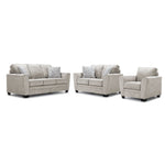 Tilley Sofa, Loveseat and Chair Set - White