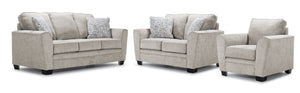 Tilley Sofa, Loveseat and Chair Set - White